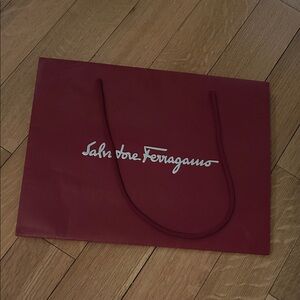 Salvatore Ferragamo Burgundy Shopping Gift Bag